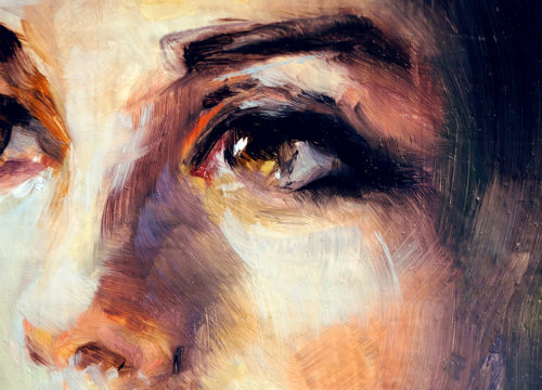 Painting of a woman's brown eye