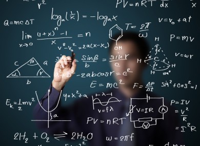Man doing math formulas