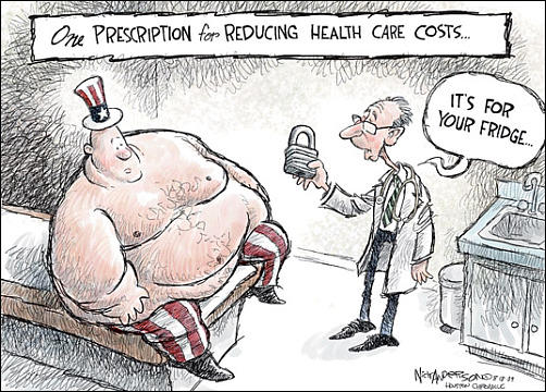 Political cartoon about health care costs